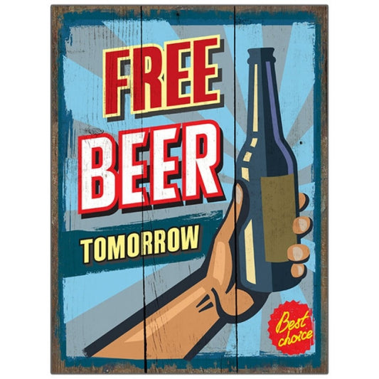 Ξύλινη πινακίδα free beer